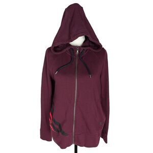 Under Armour Hoodie Womens Medium Maroon Wine French Terry Full Zip Sweatshirt M